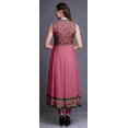thumbnail image 4 of Bimba Pink Leaves Anarkali Dress Mandarin Collar Sleeveless Kurtis for Women Print Maxi Dress XXX-Large, 4 of 6