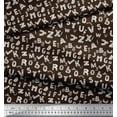 thumbnail image 3 of Soimoi Brown Heavy Satin Fabric Alphabet Text Print Fabric by the Yard 56 Inch Wide, 3 of 3