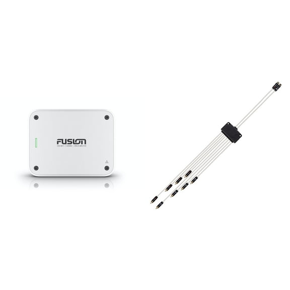 Fusion MS-AP41200 150w per channel RMS @4ohm Apollo 4 Channel Marine Amplifier with Fusion RCA Cable Dual Female To 8-way Male Splitter