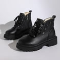 thumbnail image 6 of Tawop Women Boots Chunky Low Heel Fleece Thick Sole Fall Black Boots, 6 of 9