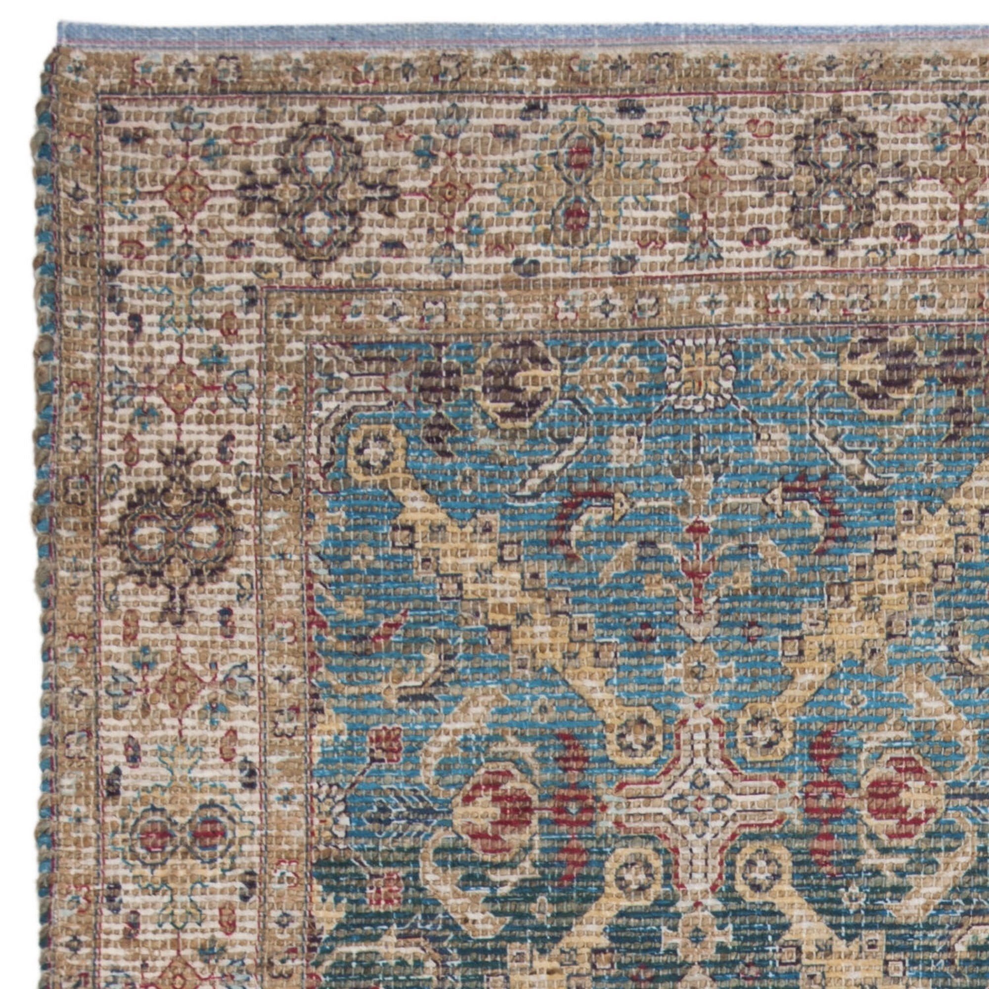 SAFAVIEH Saffron Elisa Floral Bordered Cotton Area Rug, Navy/Cream, 4' x 6'