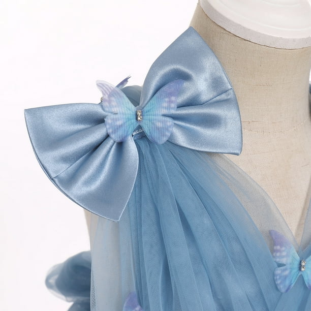 cobalt blue feather dress White V-Back Lace Tutu Flower Girl Dress Formal Photoshoot Dress 212R3