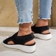 thumbnail image 5 of BADHUB Women's Wedge Sandals Breathable Mesh Knit Open Toe Sandals Lightweight Comfortable Summer Casual Walking Shoes Black 41, 5 of 6