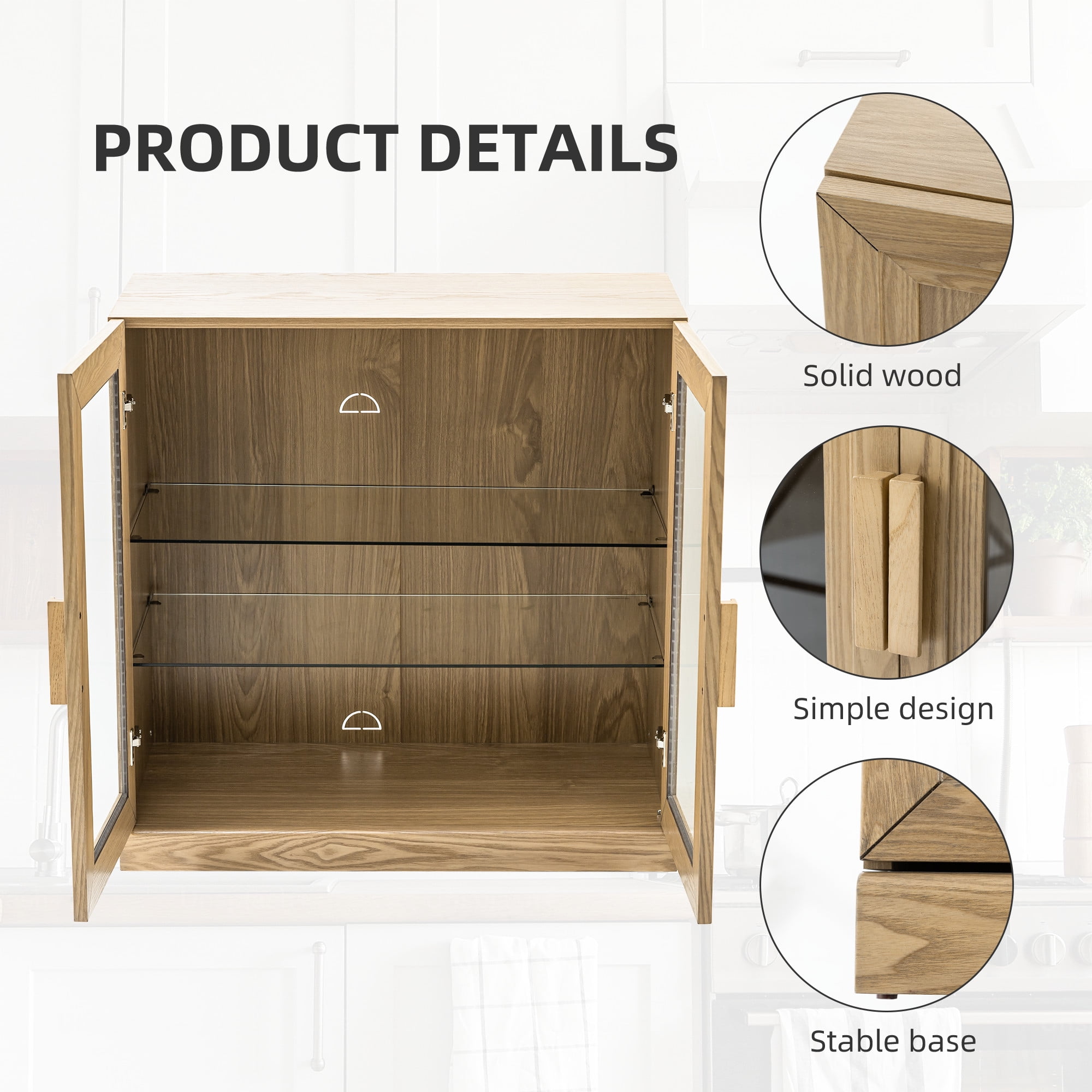 MAYEERTY Entryway Storage Cabinet Wood Accent Cabinet for Living Room,Brown