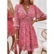 thumbnail image 2 of New Floral Printed Mini Dress Women Elegant V Neck Ruffle Sleeves Dresses 2022 A Line Long Sleeve Vintage Casual Dress VestidosM Gao Jinjia LED, 2 of 2