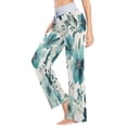 thumbnail image 4 of Women's Long Sleep Pants Home Pants Sleep Pants Wide-Leg Pants Design Elastic Fabric Casual Pants M Cartoon Turquoise Flowers, 4 of 7