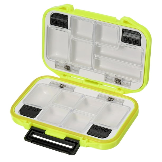 Unique Bargains Waterproof Fishing Lure Box, Two-Sided Plastic Fish Tackle Bait Small Case Storage Container, Yellow Yellow