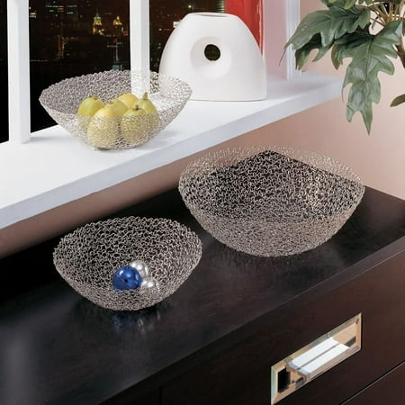 Large Wire Bowl, Silver Finish