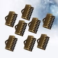 thumbnail image 3 of CIMAXIC 100PCS 1.3CM Plated Ribbon Ends Metal Fastener Clasps Textured Crimp End Clamps Cord Ends Buckles Zipper Clips DIY Jewelry Accessories (Bronze),0.51"X0.2"X0.2", 3 of 5