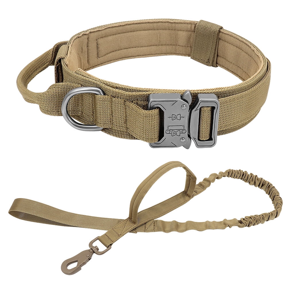 Pet Artist Tactical Nylon Large Dog Collars and Bungee Leash set Military Heavy Duty Metal Buckle M L XL