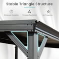 thumbnail image 3 of 10x12FT Lean to Gazebo, Wall Mounted Gazebos Pergola with Drainage System, Upgraded Heavy Duty Awnings with Sloping Roof, Hardtop Patio Shelter for Deck, Porch, Backyard, Gray, 3 of 8