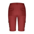 thumbnail image 5 of LWavelet High Waisted Cargo Bermuda Shorts with Pockets Stretchy Casual Outdoor Hiking Shorts Wine M, 5 of 5