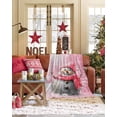 thumbnail image 3 of Pink Christmas Flannel Blanket for Bed,Travel and Camping, Cute Pink Hat Snowman Super Soft Cozy Blanket for All Seasons 32"x48", 3 of 6