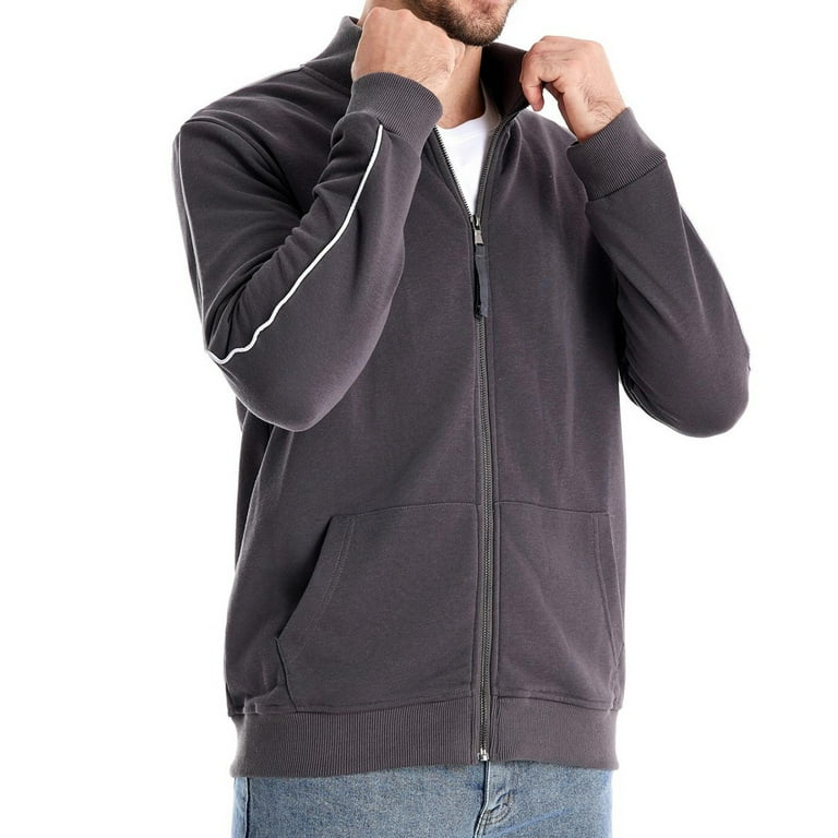 VSSSJ Men's Full Zip Up Track Jacket Slim Fit Zipper Mock Neck