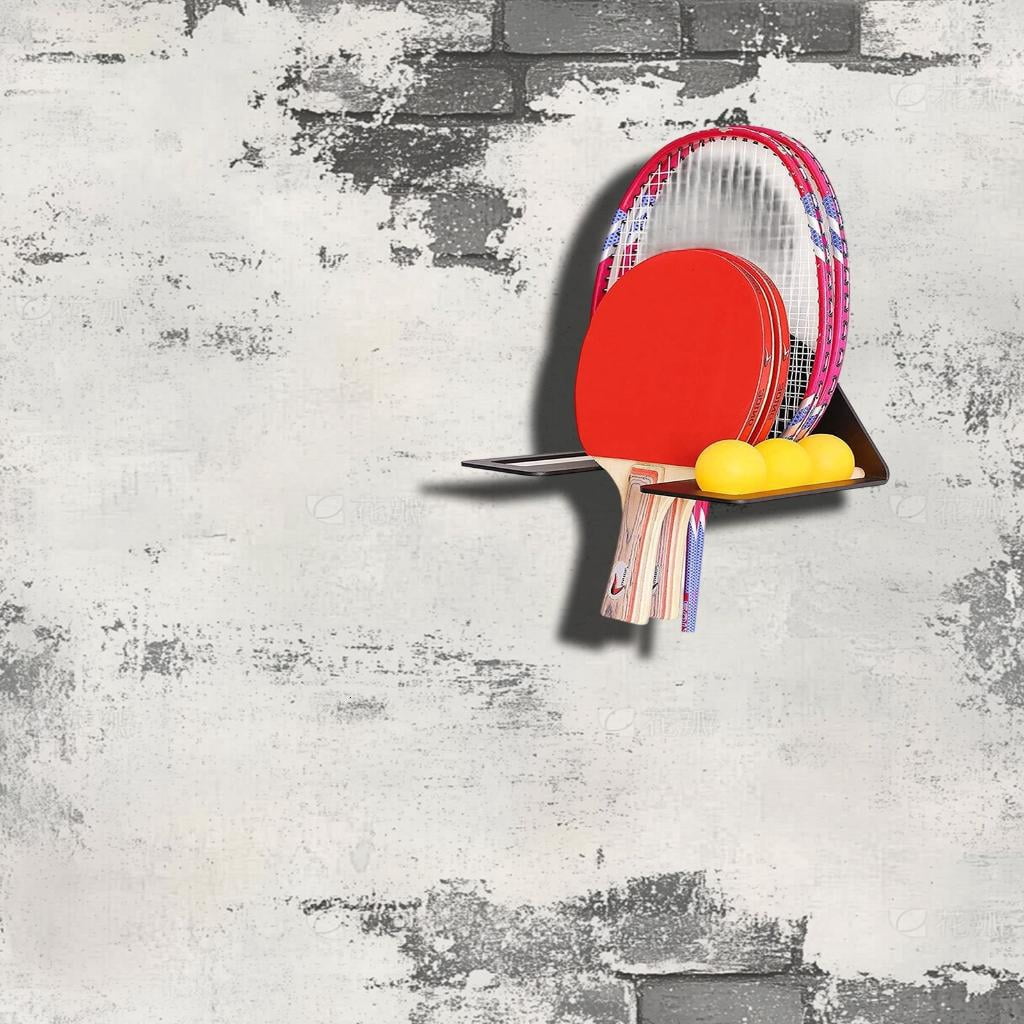 Yihuala Robust Iron Pingpong Paddle Holder Wall Mount Rack for Table Tennis Display and Storage