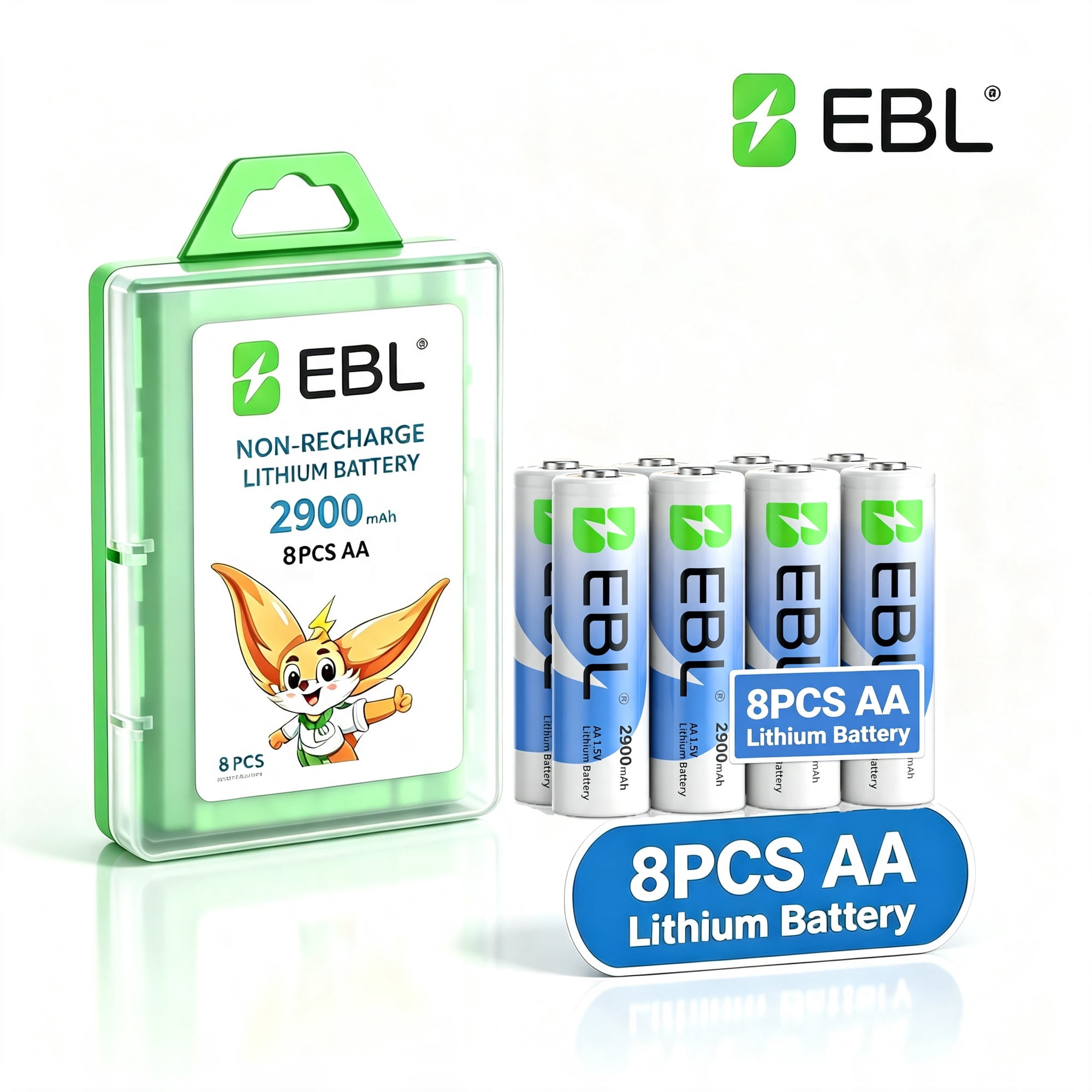 EBL AA High Drain Lithium Batteries 2900mAh 8 Pack, 1.5V Constant Volt Leak-Proof, for Trail Cam Camera Flash Xbox Controller Non-Rechargeable