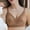 Khaki, variant on Plus Size Wide Adjustable Strap Solid Smooth V Neck Bow Front Wireless Full Coverage Comfort Bra Beige 34