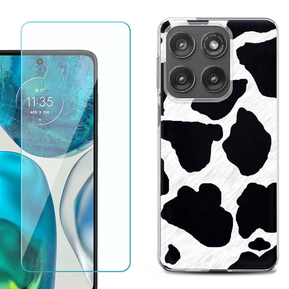 Shockproof Phone Case for Motorola Moto Edge 2026, by OneToughShield - Cow Skin Design