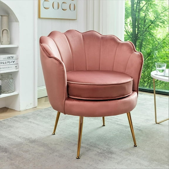 US Pride Furniture Cavett 28.3" Wide Velvet Accent Chair with Metal Legs Rose