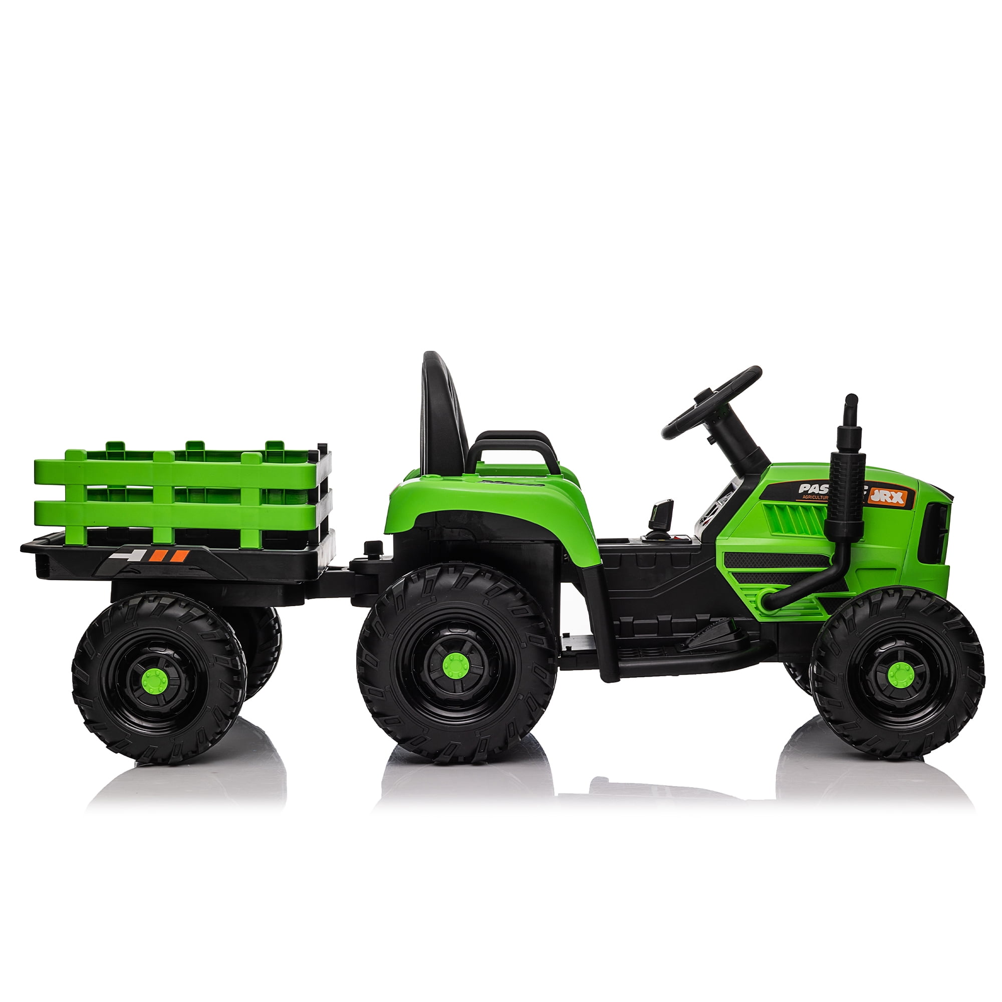 CIPACHO 12V Ride On Tractor with Trailer, 2.4RC, Electric Kids Car Three Speed Adjustable, USB, MP3, Power Display, Green CIPACHO 12V Ride On Tractor with Trailer, 2.4RC, Electric Kids Car Three Speed Adjustable, USB, MP3, Power Display, Green