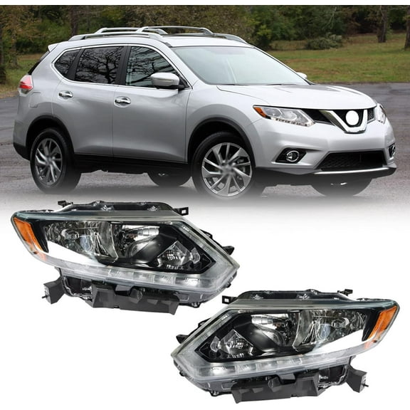 LABLT Headlights w/LED DRL Replacement for 2014 2015 2016 Nissan Rogue Halogen Headlamp Assembly Left and Right Side