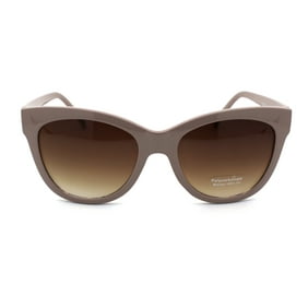 Womens Classic 90s Horned Cat Eye Plastic Mod Sunglasses Beige Brown