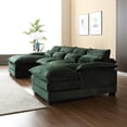 thumbnail image 5 of Tabaray Chenille U Shaped Sectional Sofa with Double Chaise, Emerald, 5 of 8