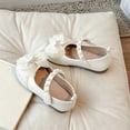 thumbnail image 6 of Jinhomg Toddler Little Girls Dress Ballet Mary Jane Bow Flat Shoes Fashion Y2k Shoes Marry Party Shoes PU Shoe Beige 27, 6 of 9