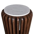 thumbnail image 3 of Reeves Brown Wood and White Marble End Table Elegant Acacia Wood Base, 3 of 5