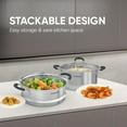thumbnail image 3 of SUNHOUSE 3.1 Qt Stainless Steel Steamer Pot with Glass Lid, 2-Tier Tri-Ply Vegetable Steamer, Induction Compatible, 3 of 10