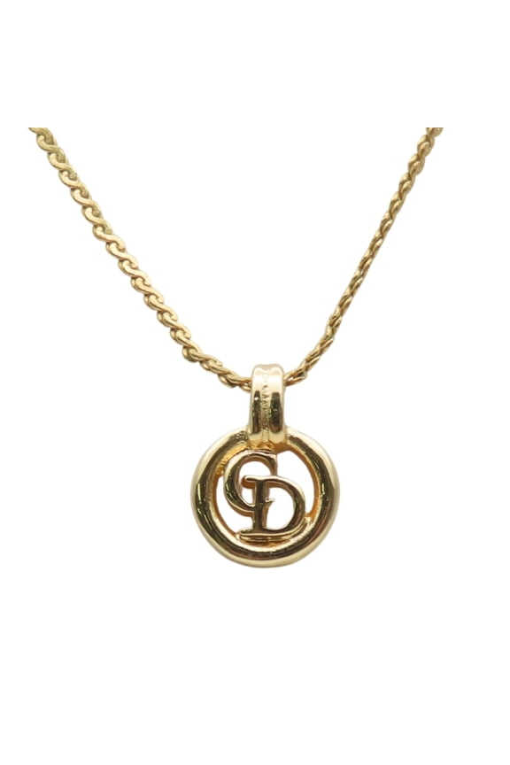 Pre-Owned Christian Dior necklace in gold-plated metal with a CD logo. Women's. (Good)