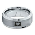 thumbnail image 2 of Tungsten North Dakota The Peace Garden State Heart Band Ring 8mm Men Women Comfort Fit Gray Step Bevel Edge Brushed Polished, 2 of 4