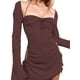 thumbnail image 1 of SAYOO , minivestido informal a la moda para mujer, manga larga, Color sólido, cuello cuadrado, vestido Halter, primavera, vestido con lazo calado SAYOO  Moda, 1 of 5
