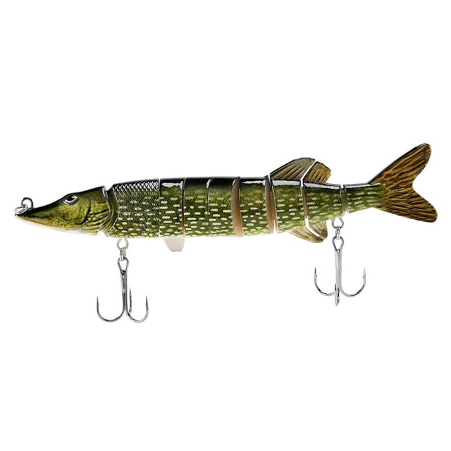 20cm 66g Verosimil Multi-articulado 8 segmentos Muskallonga americano Senuelo de pesca cebo nadar Cebo manivela duro Anzuelo Aparejo Verde ejercito