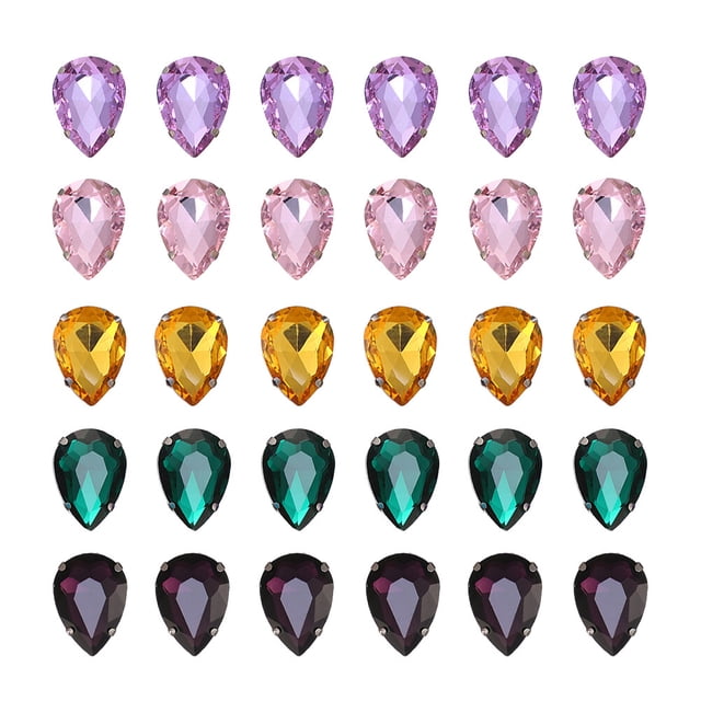 EeaseCA 50pcs 10x14mm Crystal Claw Glass Rhinestones DIY Sewing Rhinestones Water Drop Sew On Claw Rhinestones Teardrop for Garment (Mixed Color)