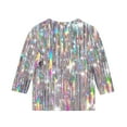 thumbnail image 3 of Tao Tao Girls Boys Tops 2025 Casual Sparkle Sequin Dressy Flowy Shirts Comfy Crewneck 3/4 Sleeve Loose Blouse Trendy Fall Clothes Silver 9 Years, 3 of 4