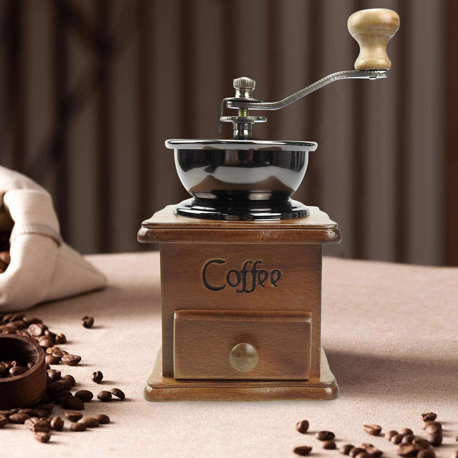 Classical Wooden Manual Coffee Grinder Hand Cast Iron Retro Handmade C –  TheWokeNest