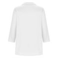 thumbnail image 3 of Scyoekwg 3/4 Sleeve Shirts for Women V-Neck Lapel Three-quarter Sleeve Tshirt Loose Fashion Vintage Dressy Casual Blouses Fall Clothes Solid Color Pullover Tops(White,XL), 3 of 4