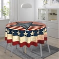 thumbnail image 2 of Vintage Rustic Farmhouse USA American Flag July 4th Memorial Day Patriotic Waterproof Picnic Patio Round Table Cloth 60 Inch Circular Tablecloth for 20-47 Inch Home Dining Room Kitchen, 2 of 6
