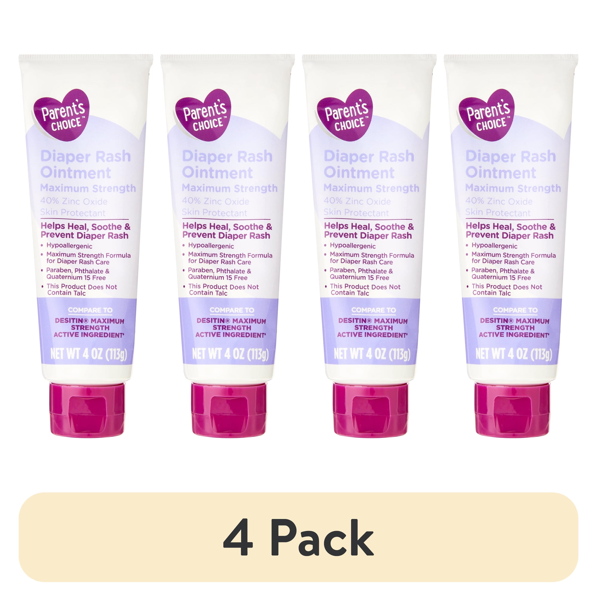 (4 pack) Parent's Choice Maximum Strength Diaper Rash Ointment with Zinc Oxide, 4 oz