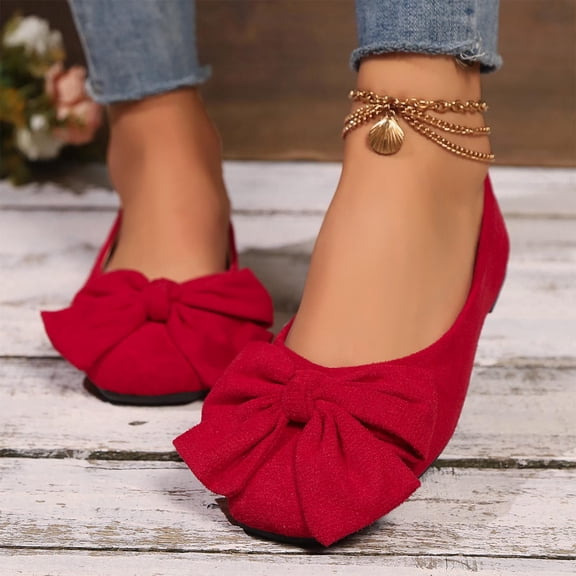 Women's Flat Loafers, Square Toe Casual Shoes with Bow Detail, Comfortable Slip-On Walking Flats for Office Daily Wear Vintage Style Moccasins