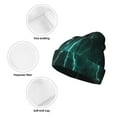 thumbnail image 3 of Zufioo Green Lightning Flash Print Adult Knitted Hat, Unisex Cuffed Brimless Ski Hat, Suitable for Autumn and Winter, 3 of 6