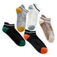 thumbnail image 2 of SPRING PARK 5 Pairs/Set Men's Color Splicing Block Elastic Soft Cotton Sweat Absorbant Low Cut Short Ankle Socks, 2 of 6
