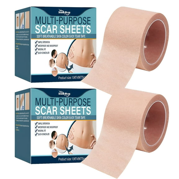 QARUN 2 Boxes Scar Tattoo Cover Up Tape Sheets - 1.96x196 Ins, Invisible Skin Tone Concealer Tattoo Stickers Cover Up Scars Patch Waterproof
