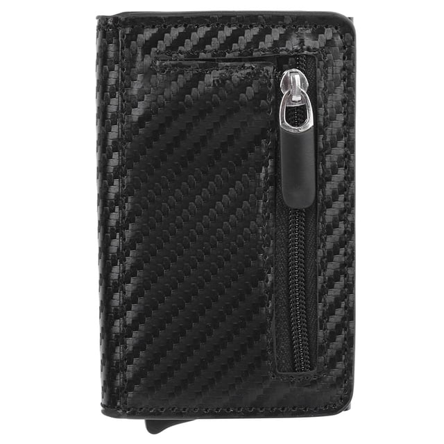 Cartera con bolsa para tarjetas antirrobo con bloqueo RFID negra de Fibra de carbono Sincero