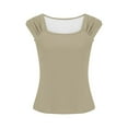 thumbnail image 6 of ECZHAW Women Summer Tops Cute Square Neck Tank Tops Loose Dressy Casual Shirts Cap Sleeve Tunic Tops,, 6 of 7