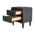 thumbnail image 4 of Poundex 2-Drawer Brushed Linen Fabric  Upholstered Nightstand in Charcoal, 4 of 5