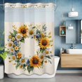 thumbnail image 6 of Spring Pastoral No Hooks Shower Curtain with Snap-in Liner Sunflower Circle Flower Linen Texture Shower Curtains for Bathroom, Waterproof, Easy Install, Washable 60"x72", 6 of 9
