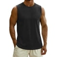 thumbnail image 2 of Jinhomg Men's Sleeveless Tank Top Round Neck Casual Muscle Vest Tee Soft Stretch Breathable Summer Tank Undershirt for Men Black,L, 2 of 7