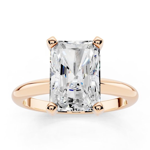 Bling Craft 14K Rose Gold Plated Engagement Rings 2.5 CT 9.5x6.6MM Radiant Cut Moissanite Wedding Promise Rings for Her Stunning Wedding Bands for Women Size 7.5